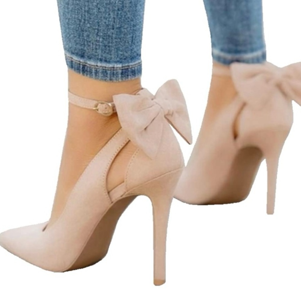 Chic Nude Bow Stiletto Heels